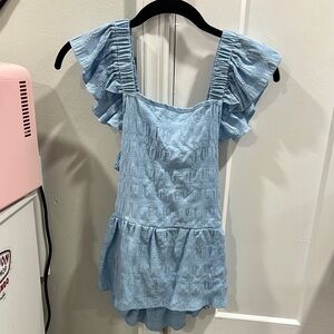 Blue Ruffled Women's Top
